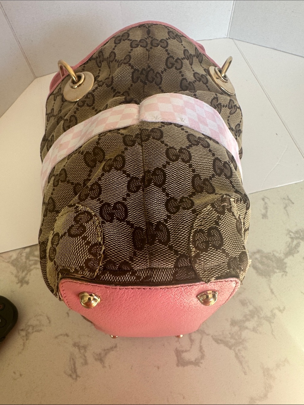 Gucci Mini Tote Monogram 
9” x 9” x 3”
120840 002404 - Picture 4 of 14